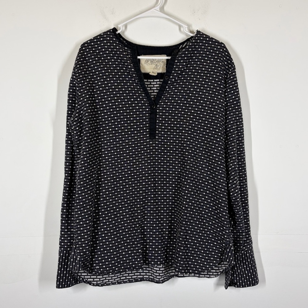 Ace & Jig Polka Dot Long Sleeve Henley Top Size Medium